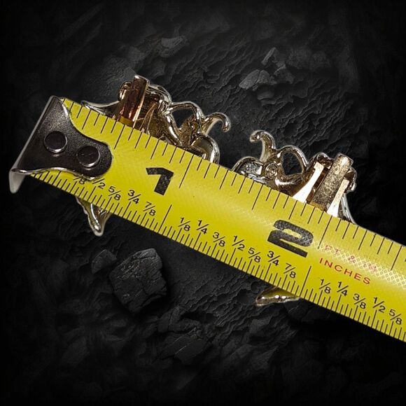 Vintage Emmons Leaf Bracelet & Clip Earrings Set Silver Tone Textured Links - Picture 8 of 9